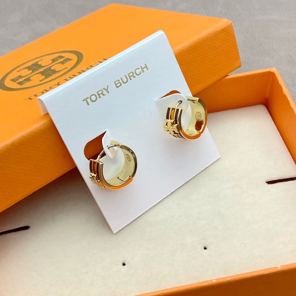 Tory Burch Trendy Double Round Enamel Earrings